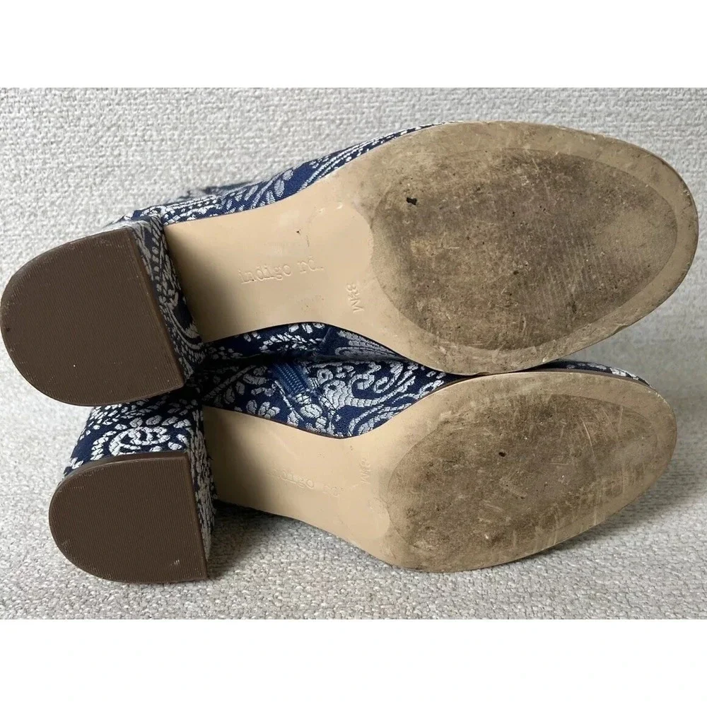 Indigo Rd Boots Women 8.5 Ankle Blue White Paisley‎ Pattern Crusona